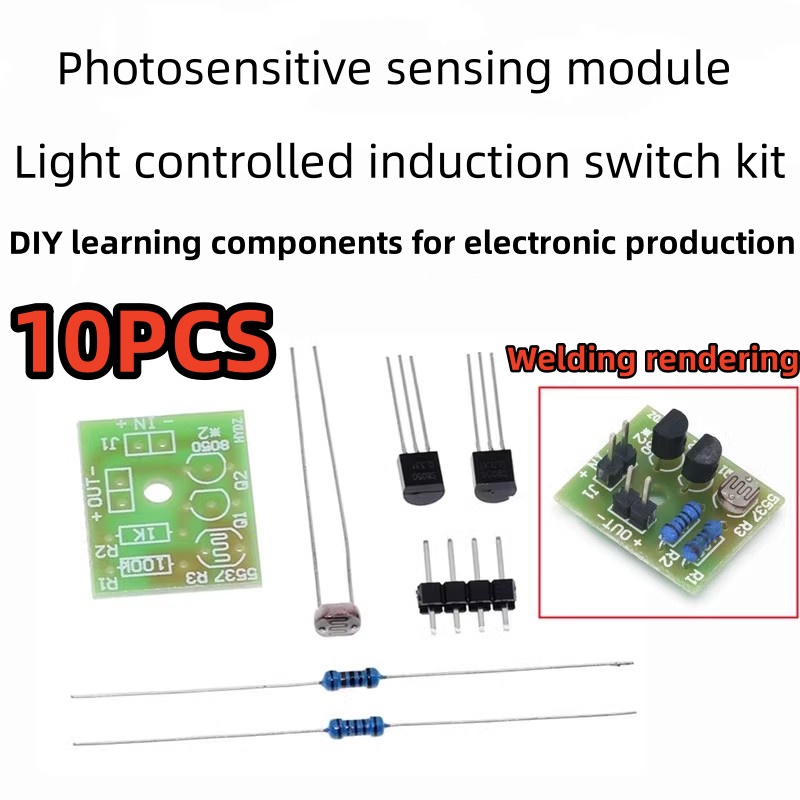 Diy Electronics Learning Kit - โมดูลตรวจจับแสง10ชิ้น, ชุดสวิตช์ควบคุมแสง, การผลิตอิเล็กทรอนิกส์, การเรียนรู้ DIY, ชิ้นส่วนหลวม