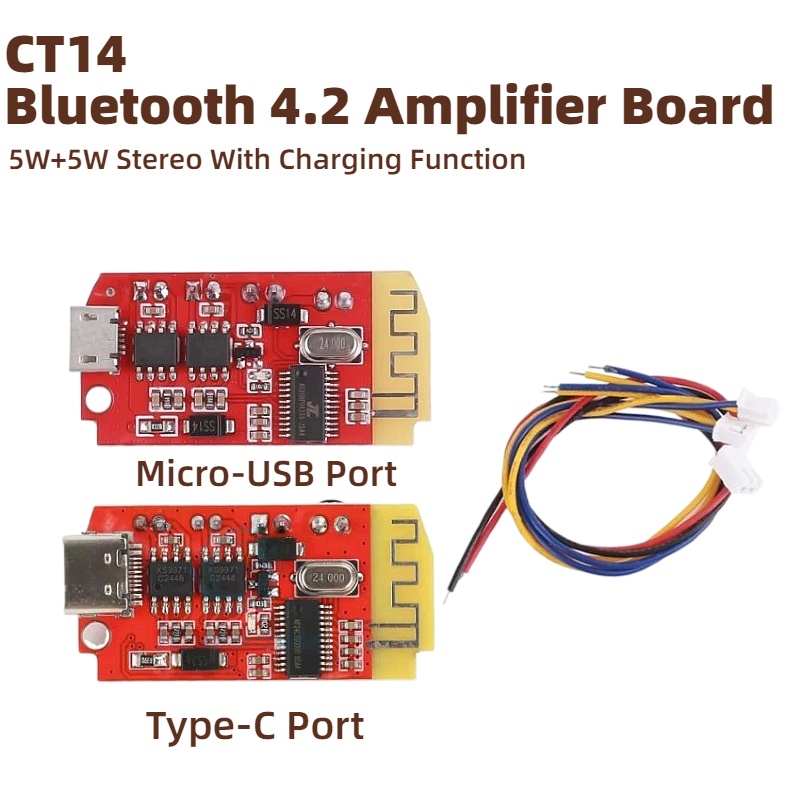 Diy Audio Electronics Kit - แผงขยายเสียงสเตอริโอ CT14 Mini Bluetooth 4.2 คลาส