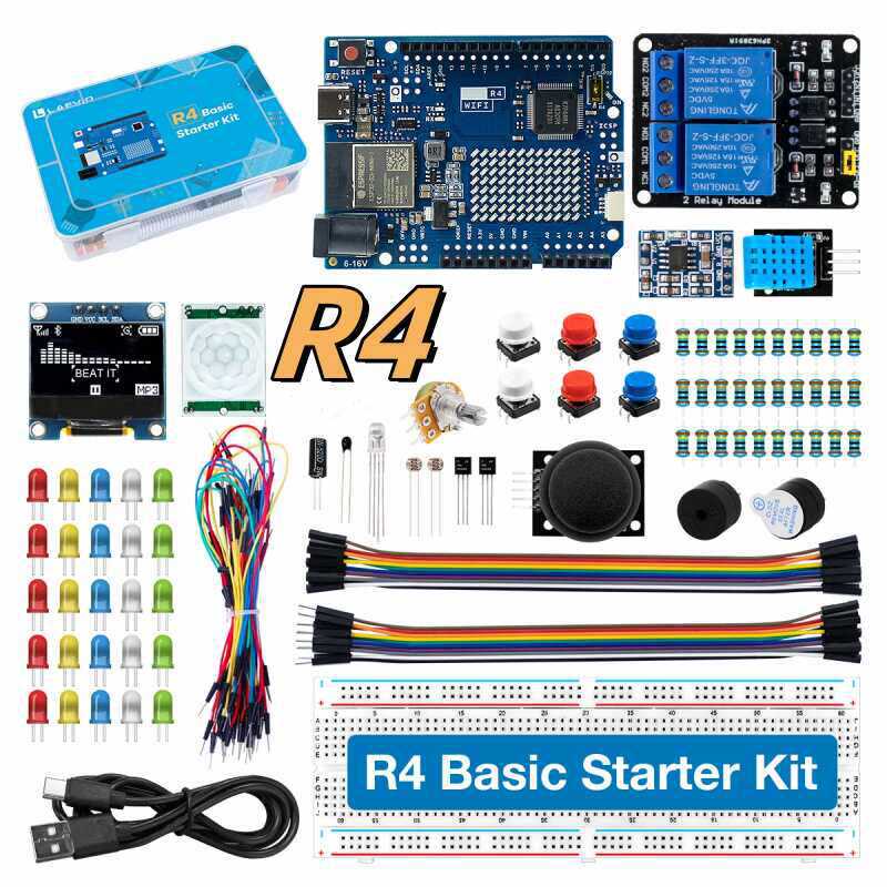 Diy Electronics Project Kit - ชุดเริ่มต้นสำหรับการพัฒนา UNO R4 ที่รองรับ Wi-Fi พร้อมเซ็นเซอร์และส่วนประกอบอิเล็กทรอนิกส์
